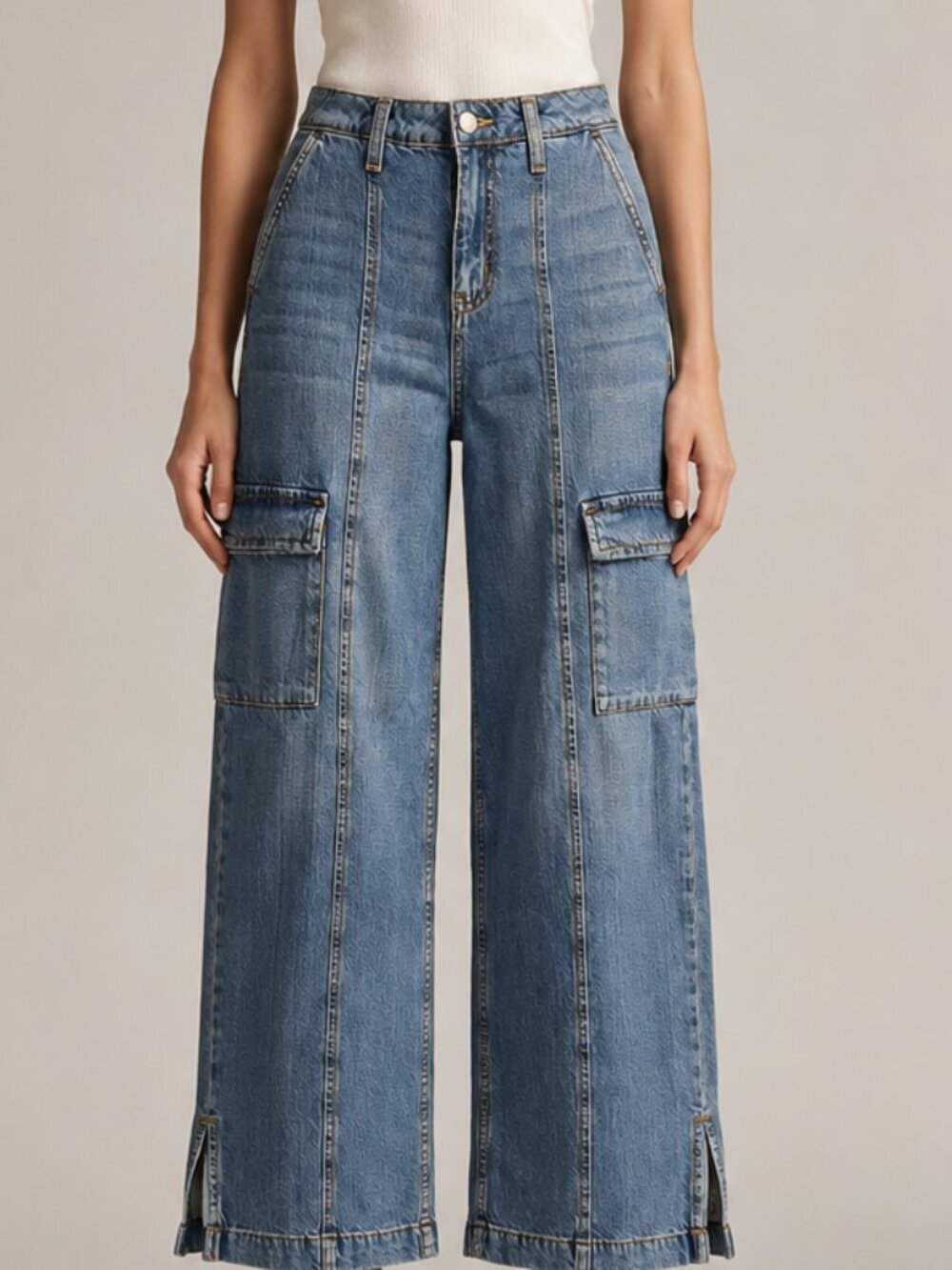 Time and Tru Cargo Jeans Size 0 Medium Wash Wide Leg NWT